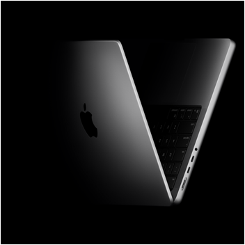 MacBook Pro in einer V-Form, die auf die M5 Chip Familie anspielt